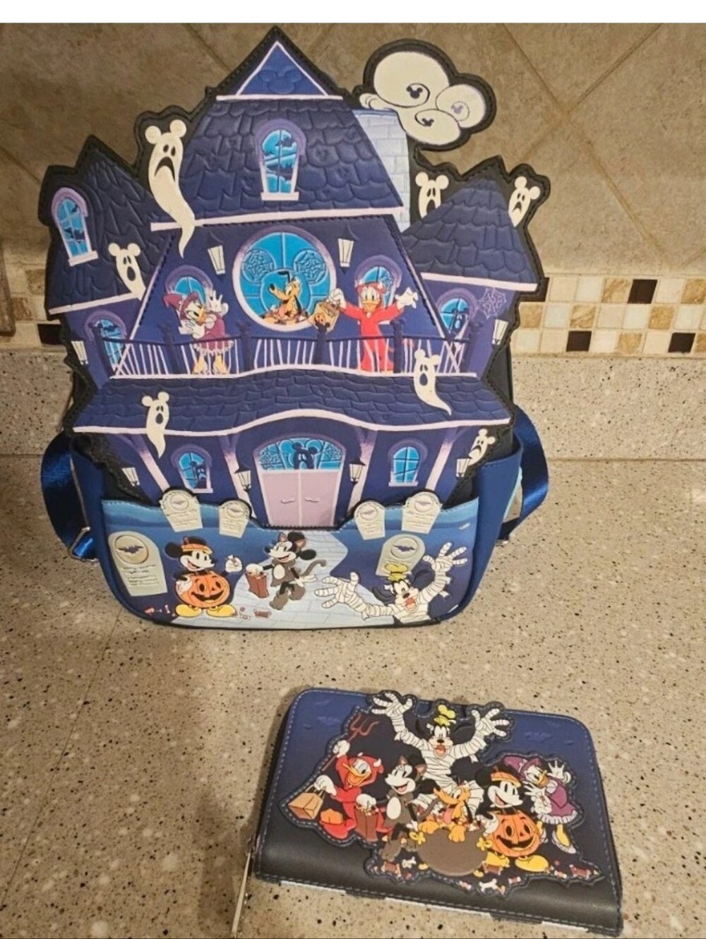 Loungefly Disney Mickey Haunted House Glow-in-the-Dark Mini Backpack & Wallet